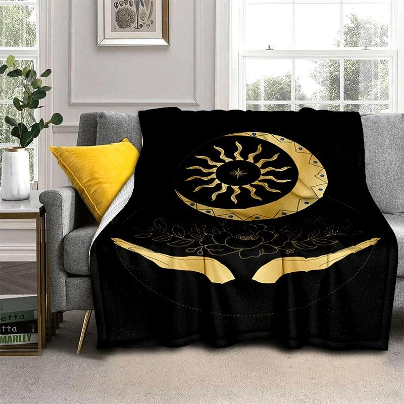 Druid Yggdrasil Tree Blanket Night Silhouette Gothic Logo Flannel Blanket