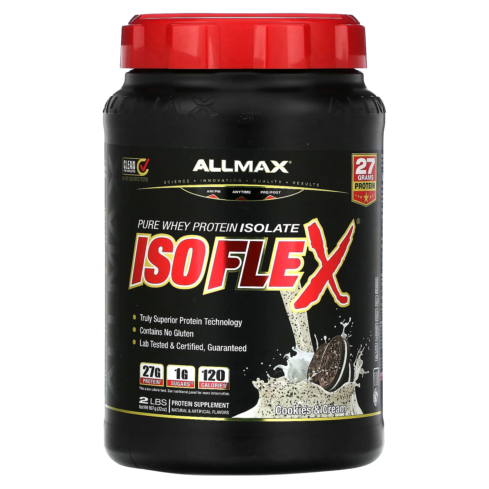 

ALLMAX, ISOFLEX®, Pure Whey Protein Isolate, Cookies & Cream, 2 lbs (907 g)