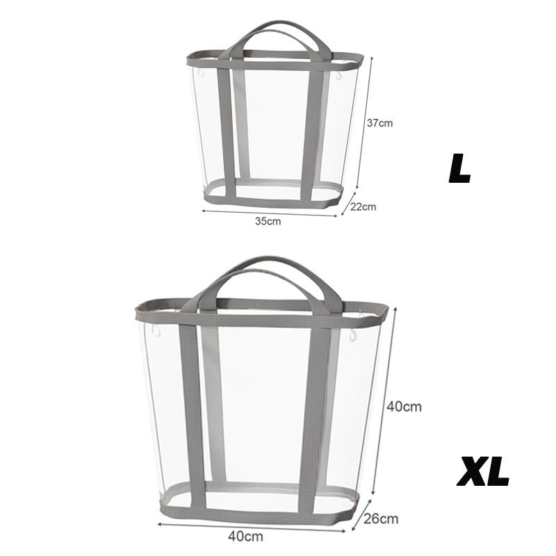 Nylon Mesh Laundry Basket with Handle Breathable Folding Portable Dirty Clothes Organizer Bags Large Capacity Toys Storage Bag