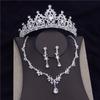 Water Drop Crystal Bridal Jewelry Sets Women Bride Tiara Crowns Earring Necklace Set Princess Wedding Dress Jewelry Accessories
