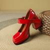 French Mary Jane High Heels Women's Short 2025 Early Spring Retro Square Head Women's Shoes Waterproof Table Thick Heel Single Shoes Women