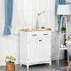 Modern Kitchen Cupboard Wooden Storage Cabinet Tableware Organizer With 2 Drawers For Living And Dining Room White