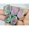 05Pcs Natural Ruby Zoisite Druzy Oval Cabochon Loose Gemstone Lot 190Cts. C-2356