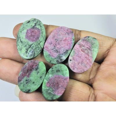 05Pcs Natural Ruby Zoisite Druzy Oval Cabochon Loose Gemstone Lot 190Cts. C-2356
