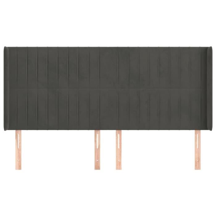 VidaXL Tête de lit avec oreilles Gris foncé 183x16x118-128 cm Velours3119879