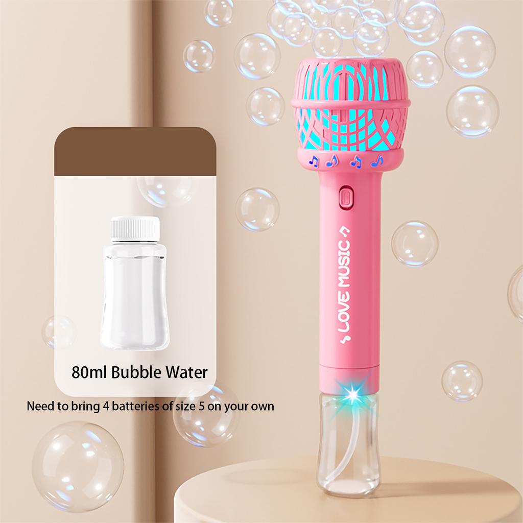 Microphone Bubble Stick Fully Automatic Electric Bubble Blowing Machine, Comes With Battery, Outdoor Bubble Blowing Toy