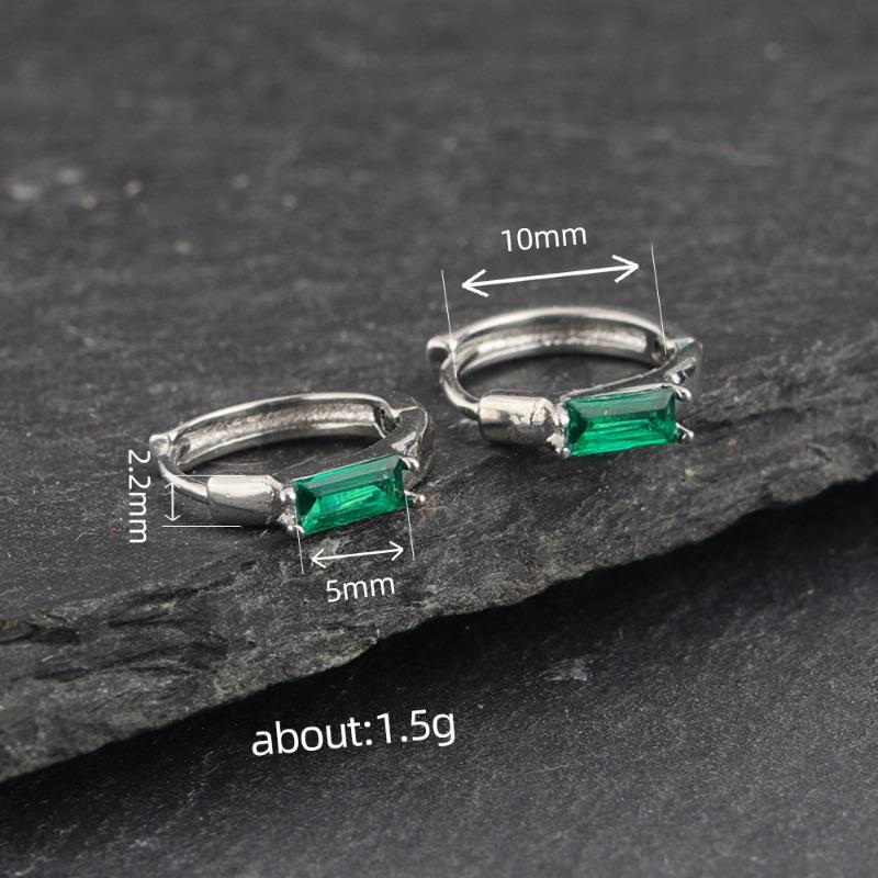 Emerald Square Ear Buckle Trendy Street Versatile Geometric Earrings Minimalist Personalized Jewelry For Unisex