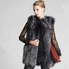 New Autumn and Winter Fur Coat Vest Women's Mid Length European and American Style Faux Fox Collar Thickened Fashion Women's Faux Leather