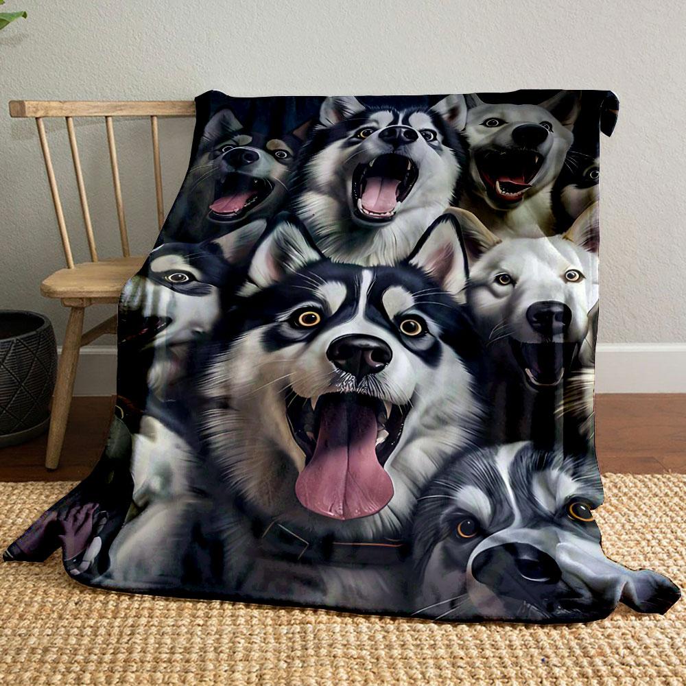 

Husky Dog Print Blanket bedroom Blanket for Livingroom Couch lunch break Soft throw for Friend s festival Gift 80cm x 120cm