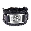 Nordic Viking Totem Leather Bracelet Men Women Adjustable Cuff Bangle With Odin Symbol Retro Style