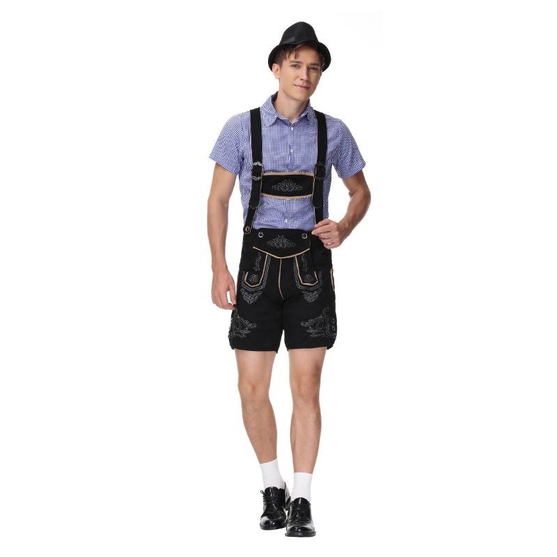 Halloween Oktoberfest Traditional Costume Men's Plaid Shirt Suspenders Beer Costume Party Costume