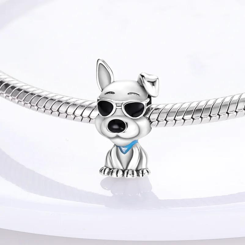 Charms Coppercute Blue Scarf Sunglasses Dog Beads Fit Charms Plataoriginal Bracelet Beads Women Jewellery Making Diy