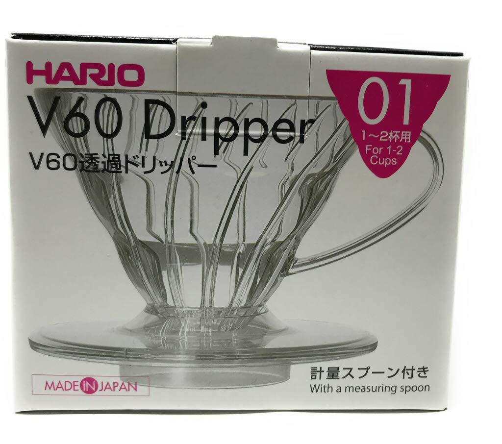 HARIO V60 01 Прозрачный Дриппер для кофе на чашки, Прозрачный, 1-2 (VD-01T)