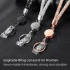 Bling Rhinestone Retractable ID Badge Lanyard Waterproof Card Case Key Holder Stylish Work Badge Clip For Office Daily Use
