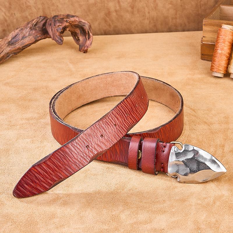 

Мужской ремень из коровьей кожи первого слоя, натуральная кожа, ручная работа, ретро, с эффектом стирки, повседневный, персонализированная пряжка-пластина, джинсовый ремень