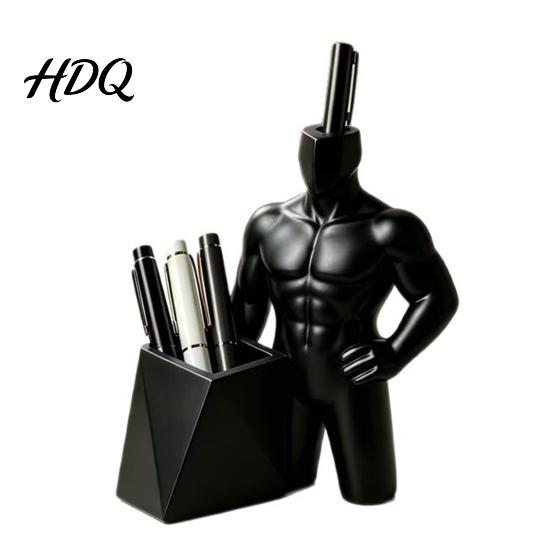 Desk Organization Supplies 3D Printed Muscular Man Pen Holder Creative Pencil Organizer with Dual Body Statue Slots Cool Decor for Office