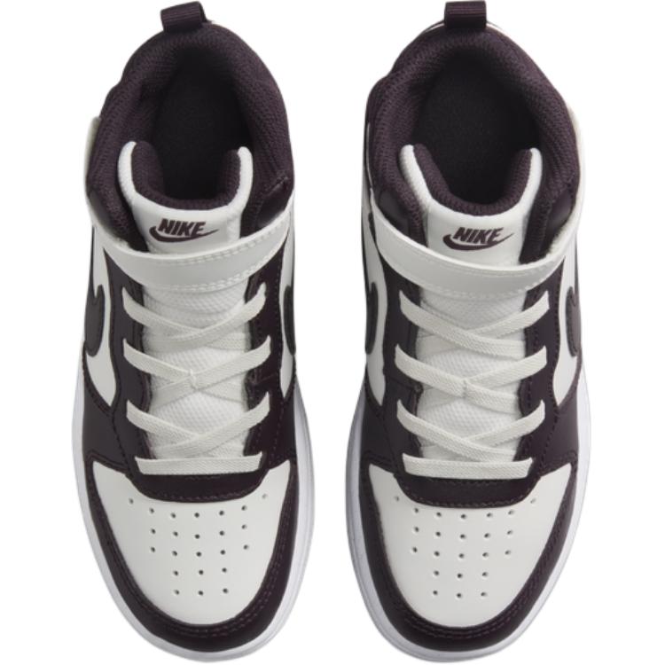 Nike Court Borough Mid 2 PS Sail Burgundy Ash Kids Sneakers Black White CD7783-126