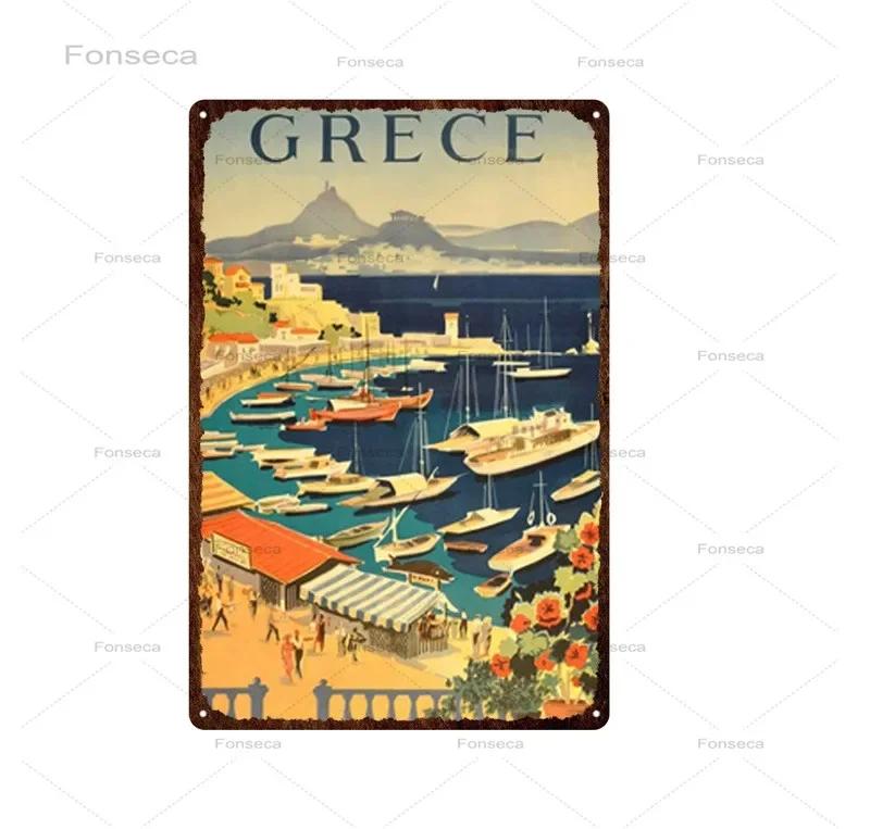 Paris Roma City Metal Sign Vintage Metal Plaque Travel Plates Decor For Bar Home Wall Decor Tin Sign Landscape Poster