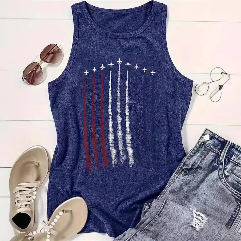 Unabhängigkeitstag Ärmelloses Rundhals-Pullover-Top für Damen