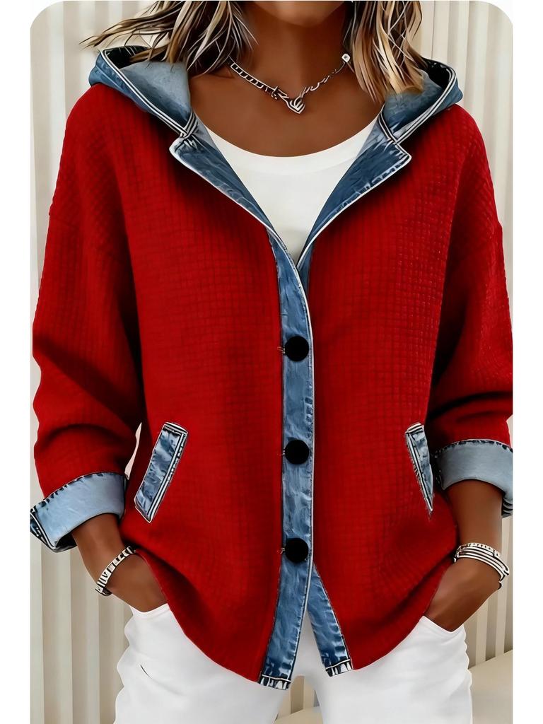 Women's Plaid Loose Hoodie Cardigan - Autumn/Winter Style
