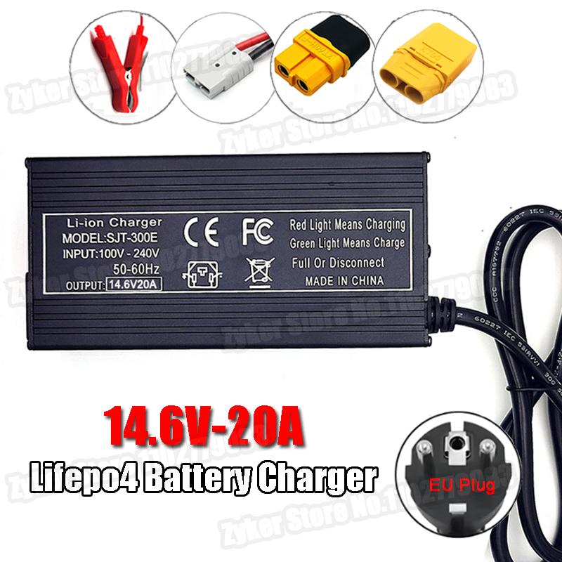 14.6V 20A Lifepo4 Battery Charger 4S 12V High Power Smart Charger For Lithium iron Phosphate Battery Pack 110V-240V EU Chargers
