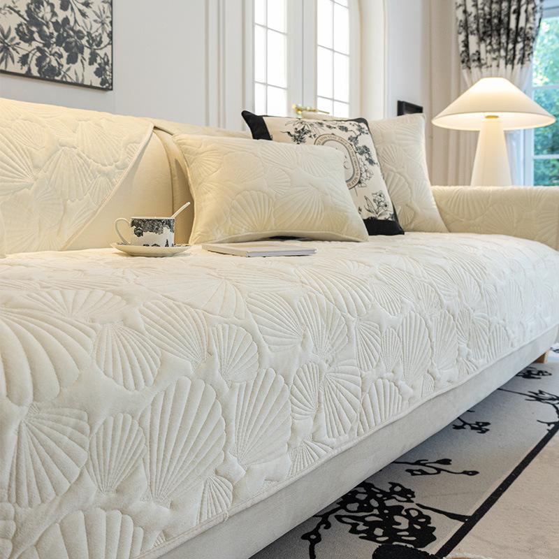 Cojín de sofá de otoño e invierno, cojines de asiento antideslizantes de alta gama, funda de sofá de vellón grueso, funda de tela