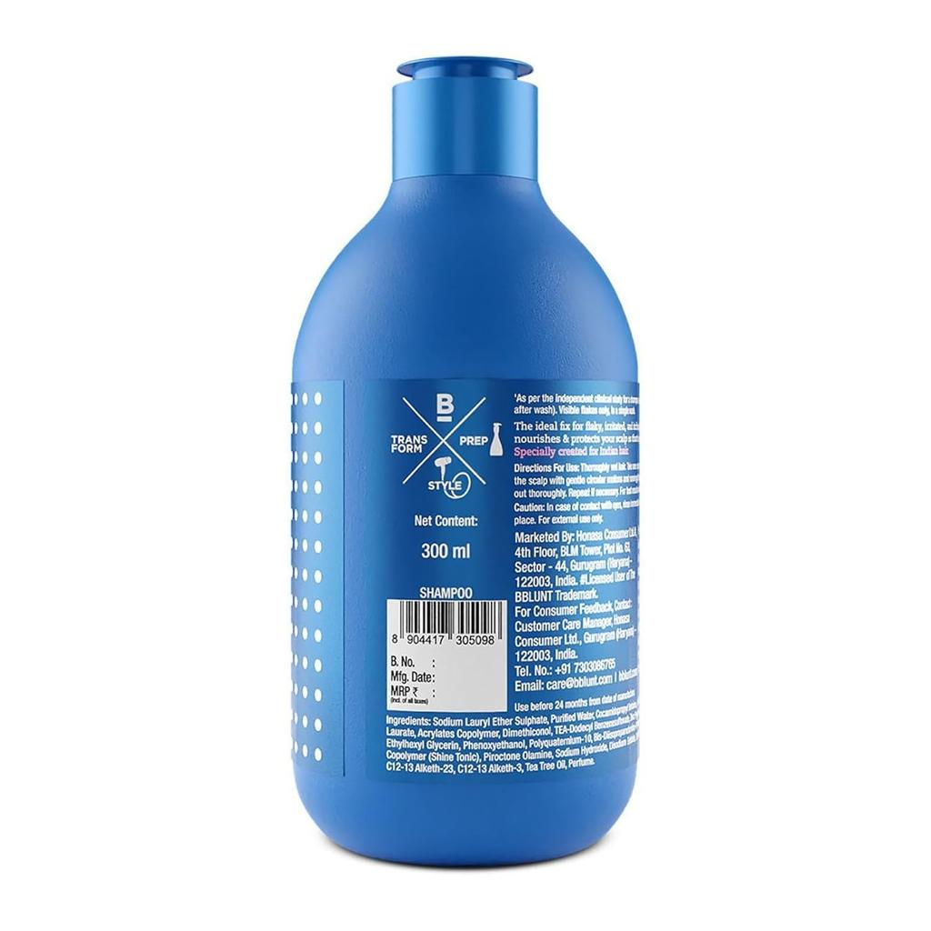Bblunt Anti-Dandruff Shampoo 300 ml For All Hair Types With Oil Control And Clear Scalp