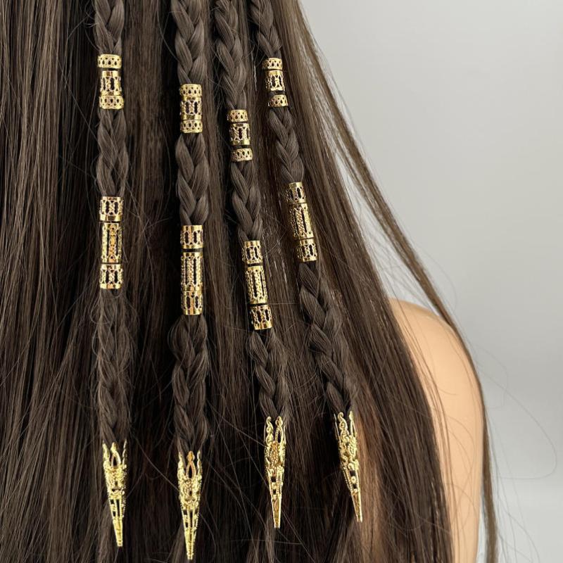 Alloy Gold Silver Braid Hair Ring Dreadlock Hair Ring Hippie Style Hair Accessories Loc Hair Jewelry For Braids For Girls Women