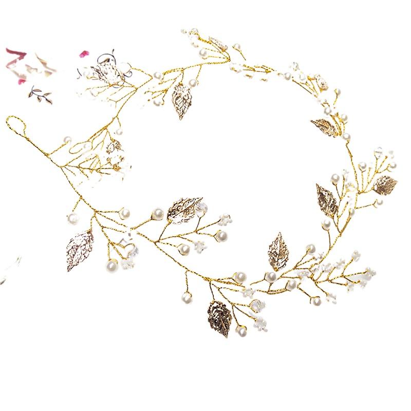 1PC Accessories Elegant Headband Gift Bead Handmade Leaf Headband Wedding Alloy Simplicity Bride