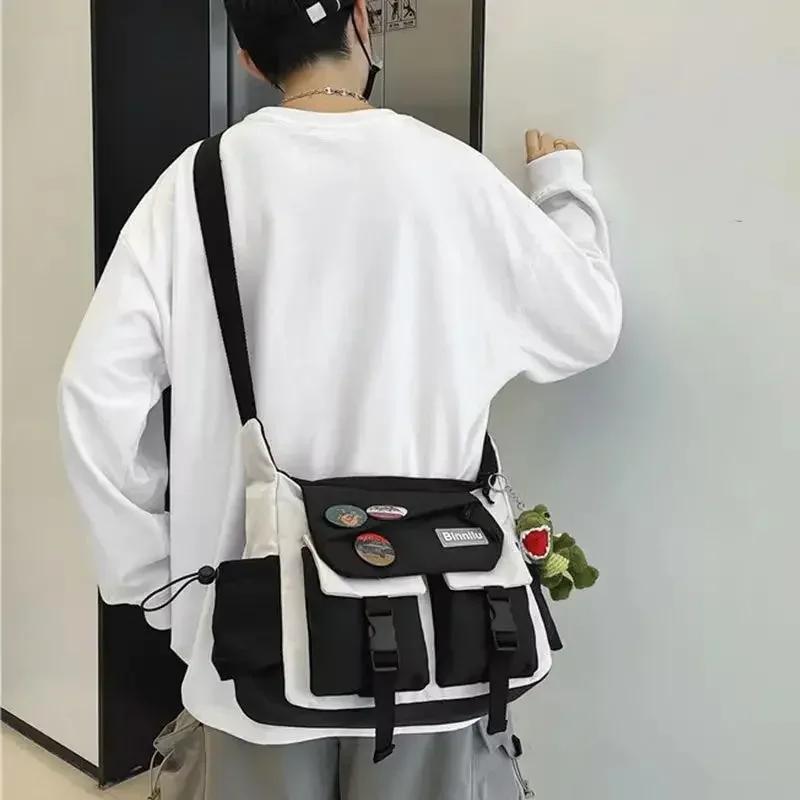 Harajuku Men Nylon Crossbody Bags for Women Messenger Bag Girls School Book Bags Youth Canvas Handbags Shoulder Bag