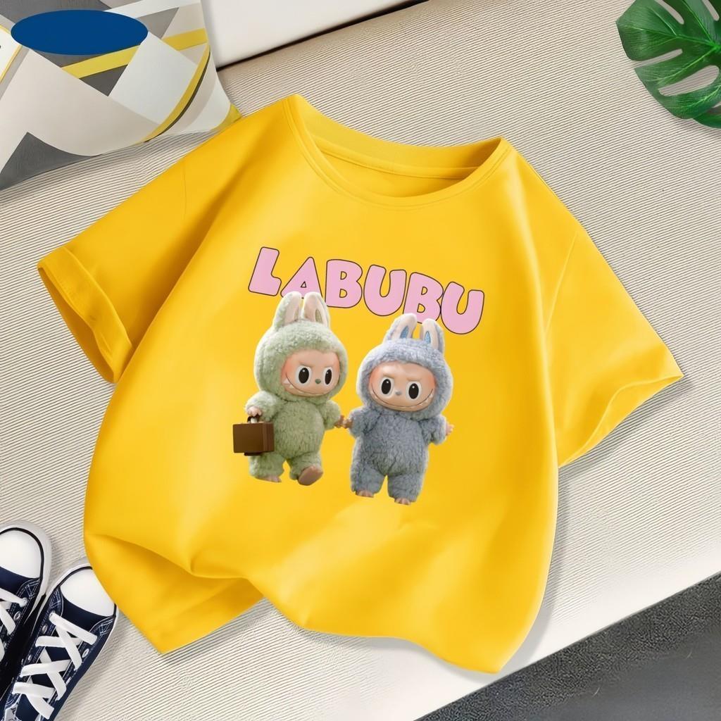 Fashion Cartoon Labubu Cute Printed Women's Short Sleeved T-shirt Summer Comfortable Children's Clothing Soft Round Neck Children's Top