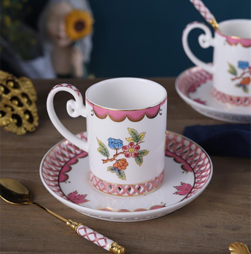Vintage Ceramics Coffee Cup and Saucer Flower Tea Cups Afternoon Tea Mug Water Cup Breakfast Cups Milk Mug Juice Mug Drinkware