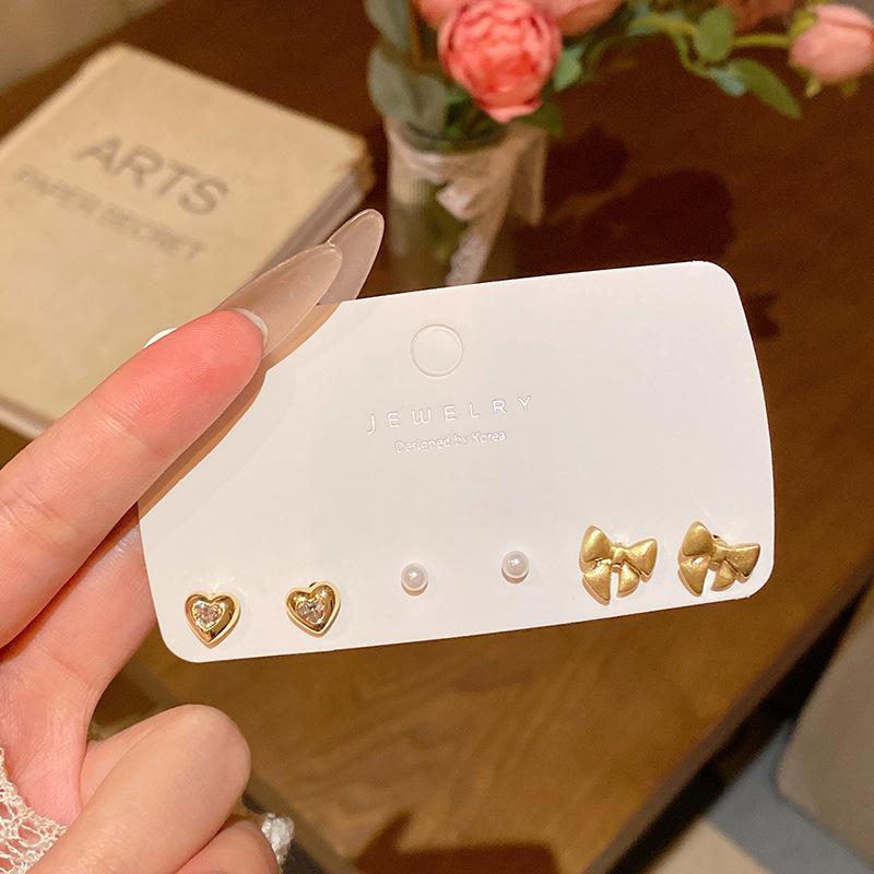 S925 Silver Needle Delicate Zircon Ear Set Small Stud Earrings