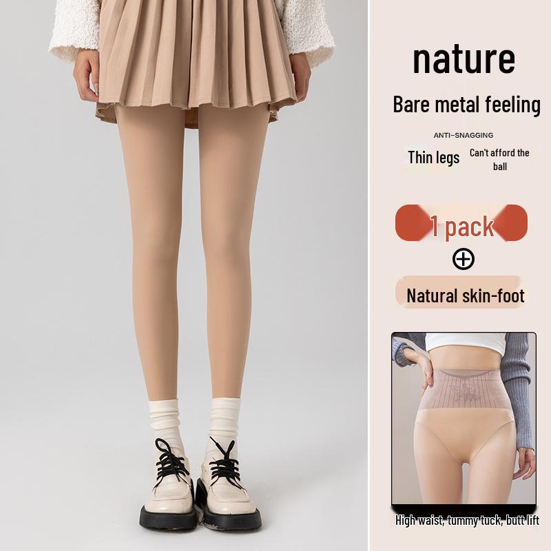 Flower Fairy Nude Feeling Fleece Lined Socks - Women's Warm, Slimming Tights for Autumn and Winter