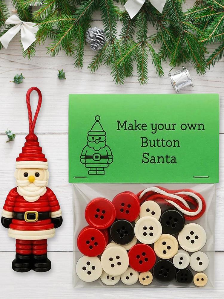 DIY Button Christmas Hanging Ornament Kit Christmas Ornament Kit Homemade Sewing Ornaments for Xmas Hanging Decorations