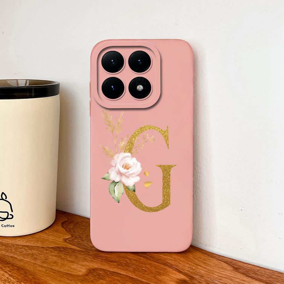 For Xiaomi 15T Pro 17 Pro Max Case Elegant Gold Letters Soft Liquid Silicone Anti Drop Phone Protective Back Cover For MI 15 T