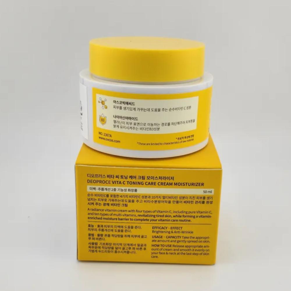 Deoproce Krem Toningujący Vita C Nawilżający 50ml - Rozjaśniający i Rewitalizujący Krem do Twarzy