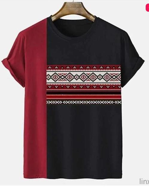 26. New Popular Casual and Comfortable Short-sleeve T-shirt, 3D Printing Technology, Suitable for Layering and Outerwear, Loose Striped Short-sleeve 