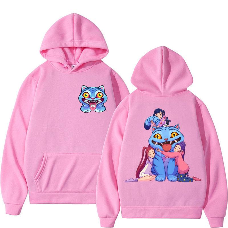 Vtipná KPop Mikina Lovci démonů Kawaii Roztomilý Derpy Tygří objetí Mikina s kapucí Pánská Dámská Nadměrná Fleecová Podzim Zima