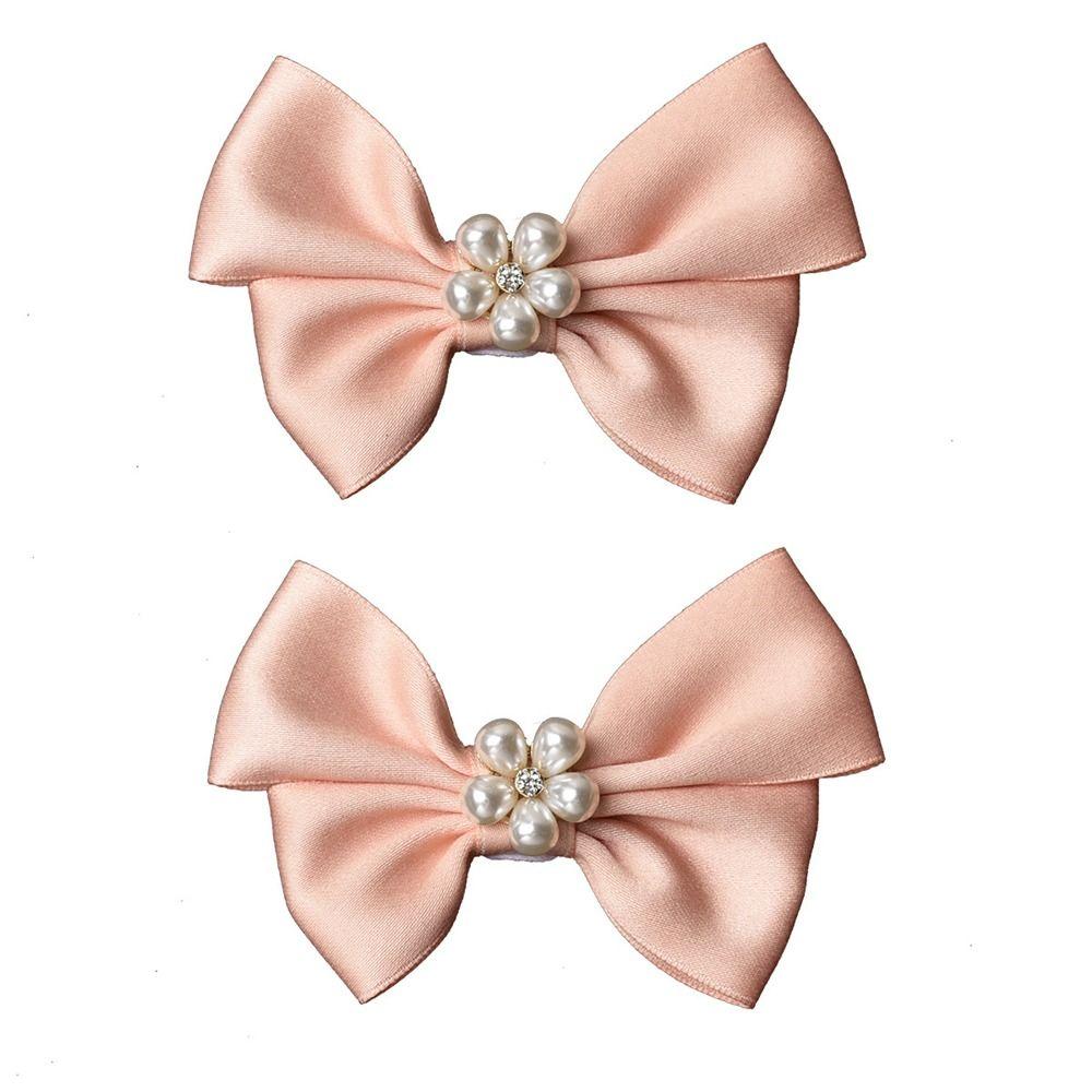 2Pcs Women Removable Wedding Shoe Decoration Elegant Bowknot Shoes Buckle with Pearl Shoe Clips Charms DIY Crafts