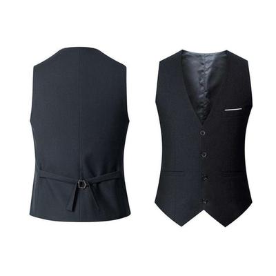Men Suit Vest V-Neck Sleeveless Single Breasted Slim Fit Business Waistcoat Solid Color Formal Dress Waistcoat