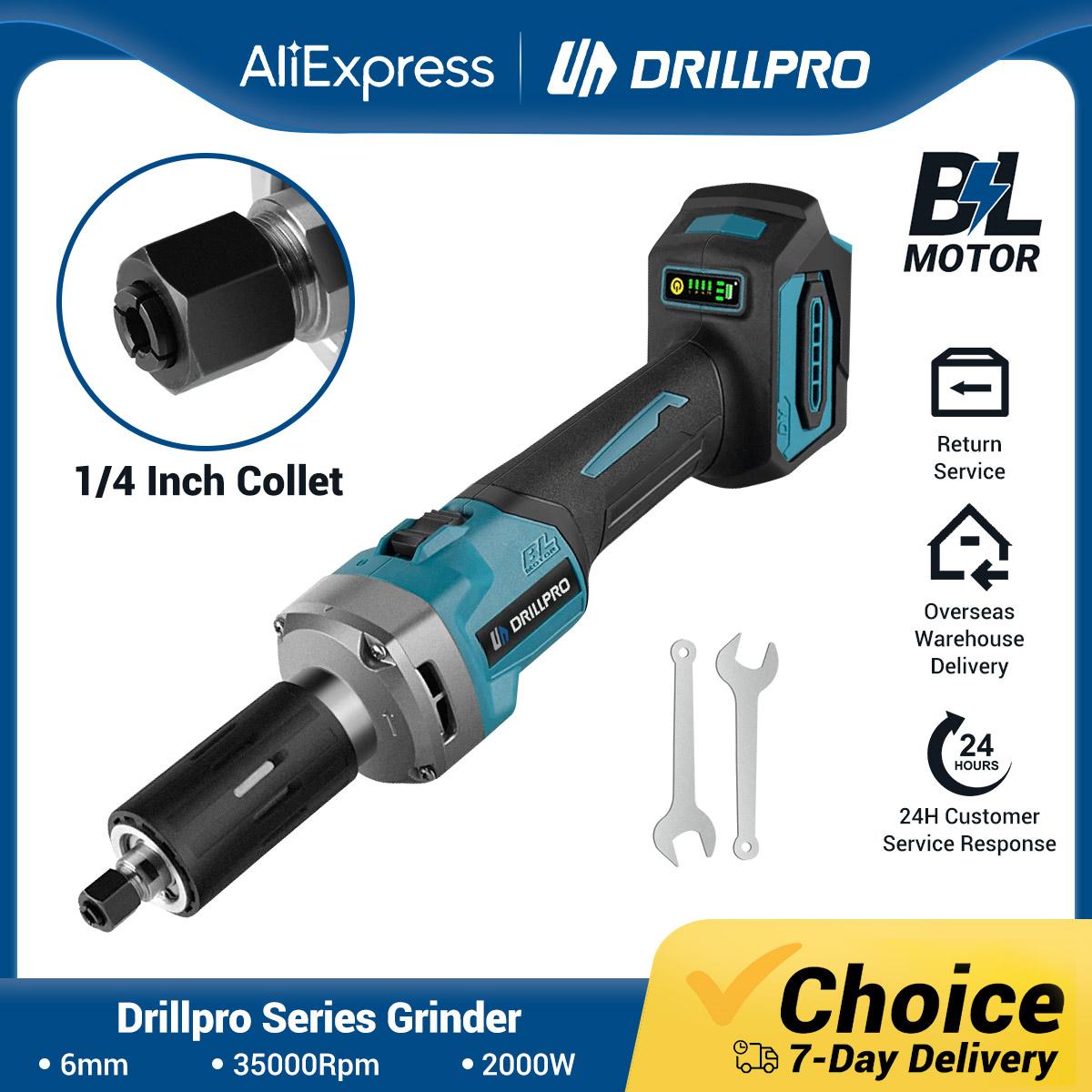 

Drillpro Бесщеточная шлифовальная машина для пресс-форм, высокая эффективность, скорость 35000 об/мин, универсальная для резьбы по камню, дереву, металлу, резка, полировка, совместима с Makit 18V