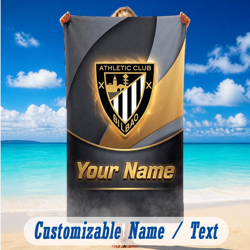 Beach Towel Custom Name Text, Quick Dry Large Towel For Beach HomeAthletic Bilbao FC
