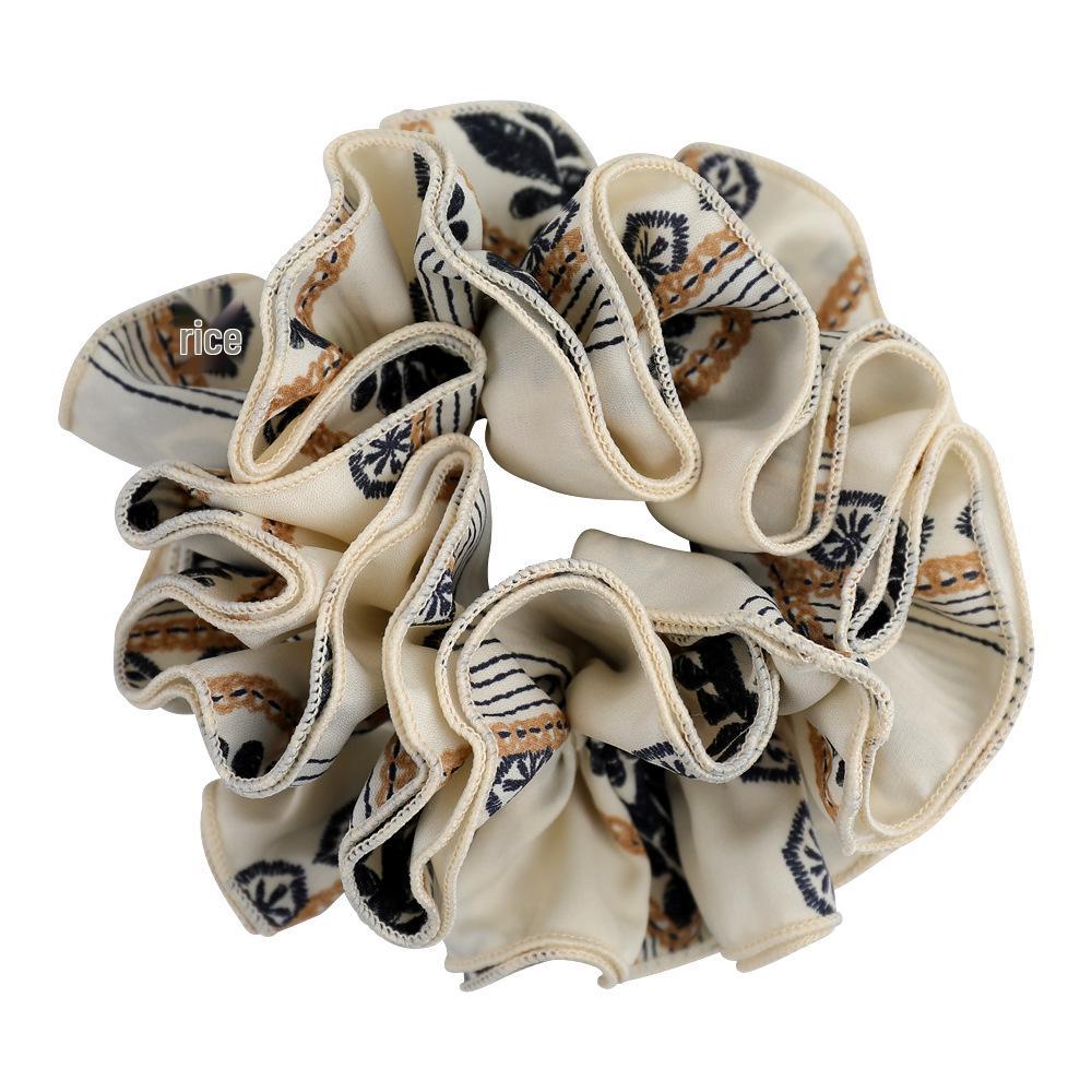 High-End Satin Print Women's Headband: Four-Layer Versatile Large Scrunchie Hair Tie