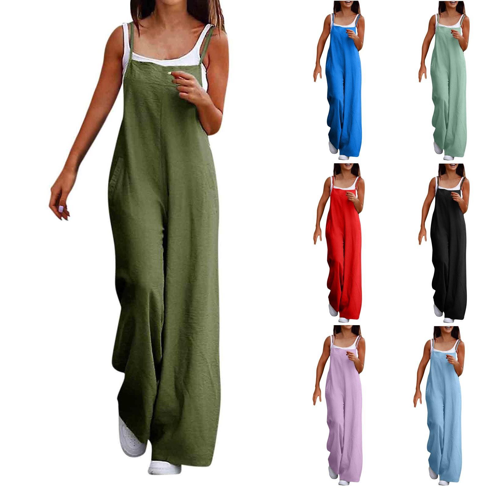 Женский свободный комбинезон с карманами и высокой талией — фото 3