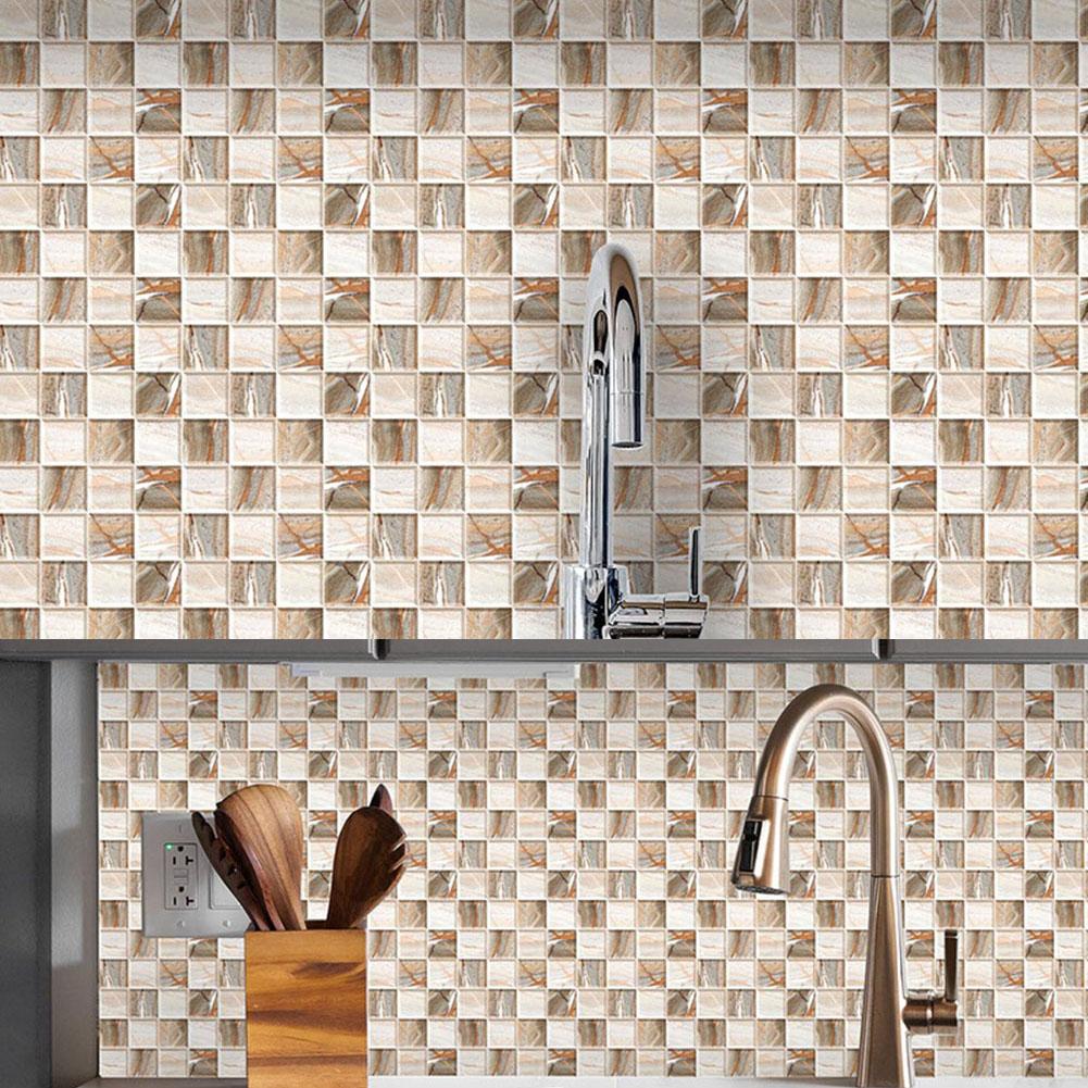 Set of 10 Waterproof PVC Tile Stickers Decorative for Kitchen and Bathroom Walls 10*10cm Size Easy to Maintain and Apply