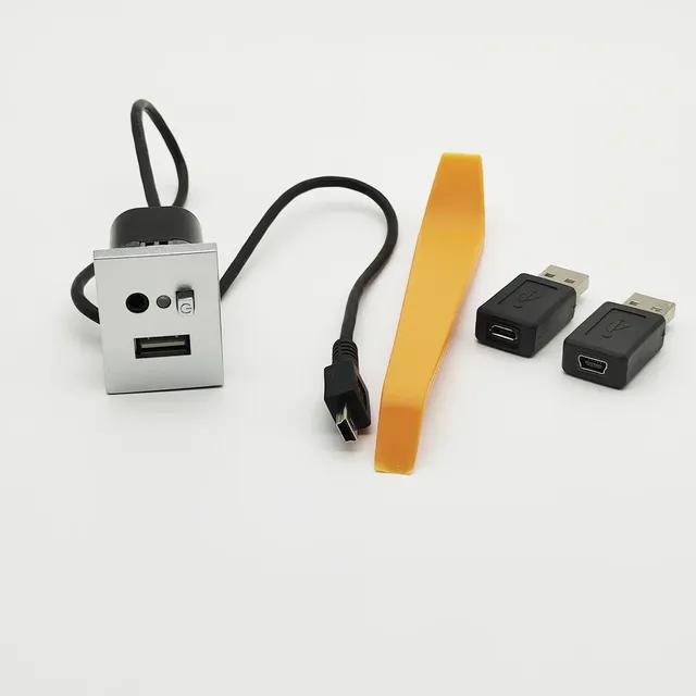1 PC Car USB AUX Gniazdo wejściowe adapter kabla USB Gniazdo interfejsu Przycisk dla Ford Focus 2 mk2 2009 2010 2011