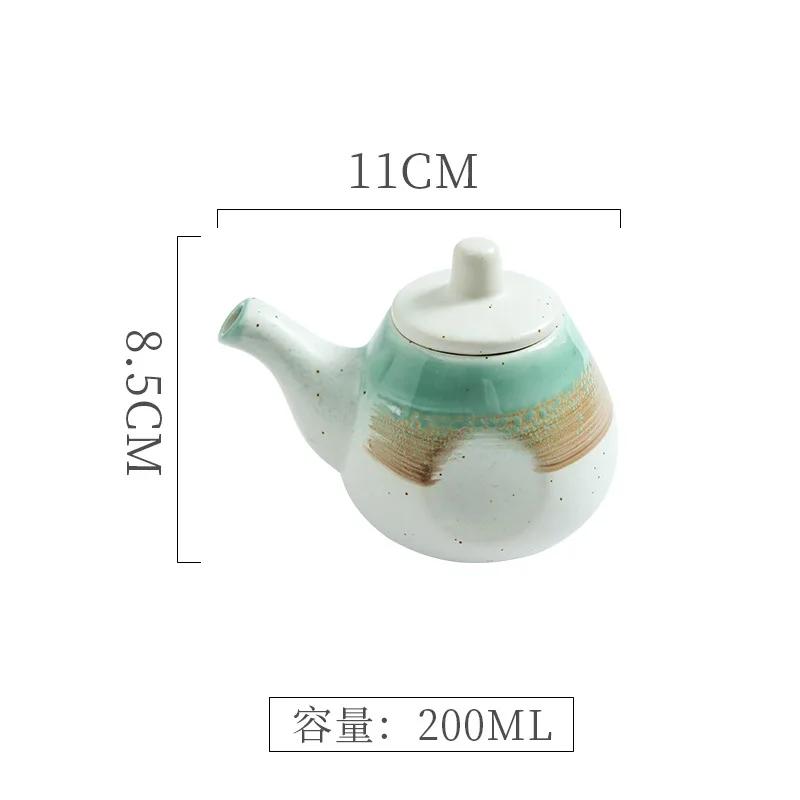 Japanese Retro Ceramic Oil Pot Household Kitchen Utensils Seasoning Pot Oil Vinegar Seasoning Bottle Kitchen Ceramic Tableware