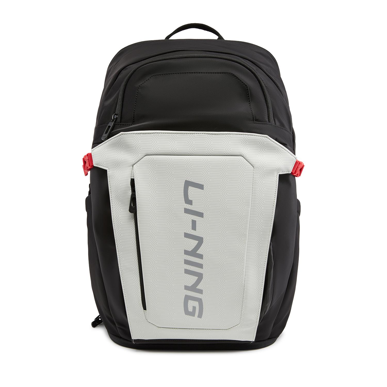 Li Ning Nylon Blend With Fine Fiber Polyurethane Synthetic Leather Backpack Men s Black White ABSW187-2 24L
