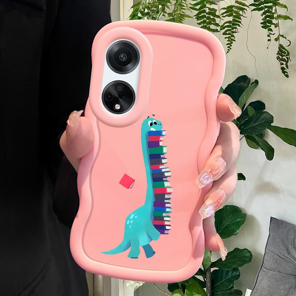 

Окрашенный узор Big Wave Edge Мягкий силиконовый материал Macaron чехол для телефона противоударный защитный резиновый чехол для OPPO Reno Realme OPPO A16E розовый